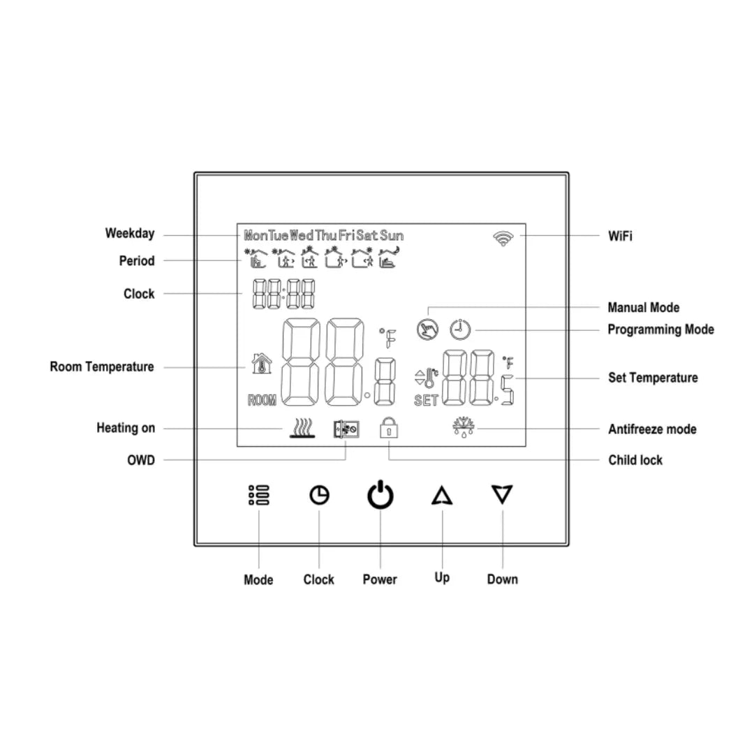 iHelios Touchscreen Smart Thermostat Electric Underfloor Ceiling Heating Google Alexa 16A